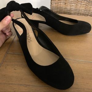 Bow Slingback Black Block Heels Size 9.5 Women’s